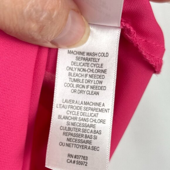 Laundry by Shelli Segal Sleeveless Drape Blouse Women’s Large Hot Pink V-Neck - Picture 12 of 15
